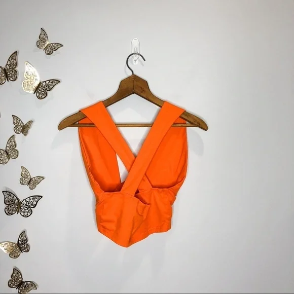 🦋🌙 SHEIN | Orange Criss Cross Strap Crop Top - Picture 10 of 10